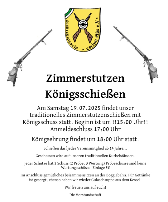 Einladung Zimmerstutzenkönigsschießen